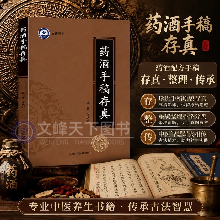 【文峰天下】药酒手稿存真送独家小册子 文峰出版正版新书 中华药酒配方对症祛百病 中医药酒配制药方书籍调理养生约酒手写稿件