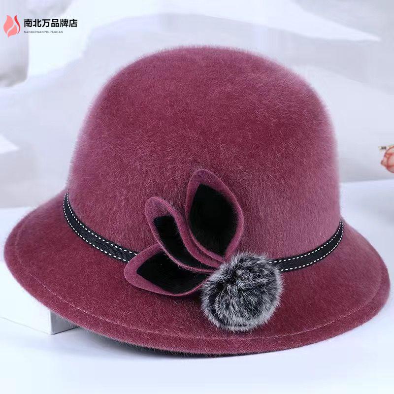 秋冬季加厚毛呢妈妈渔夫帽