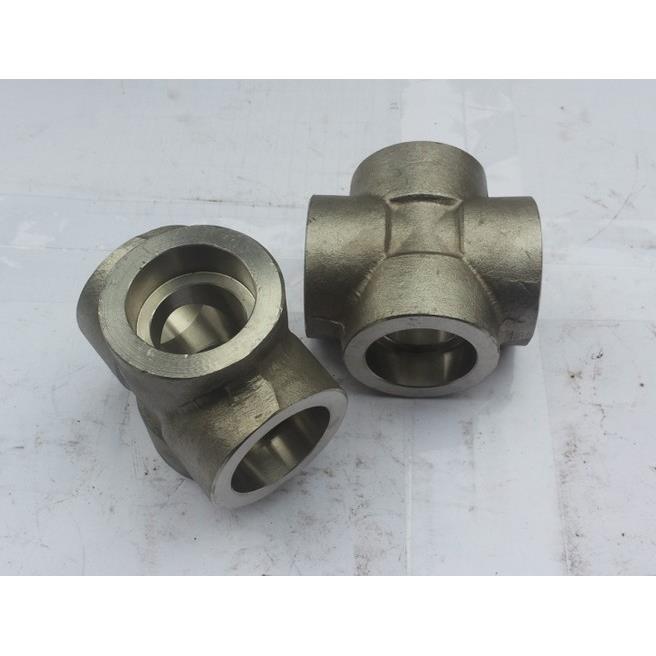 不锈钢304美标3000LB承插锻压承插十字正四通高压承插焊四通管件