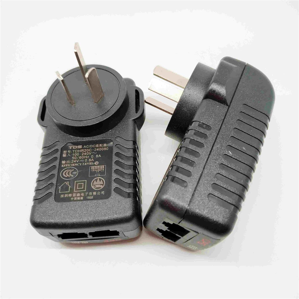 原装库存TDS三扁脚墙插POE电源24V0.8A/800ma监控网桥CPE供电模块