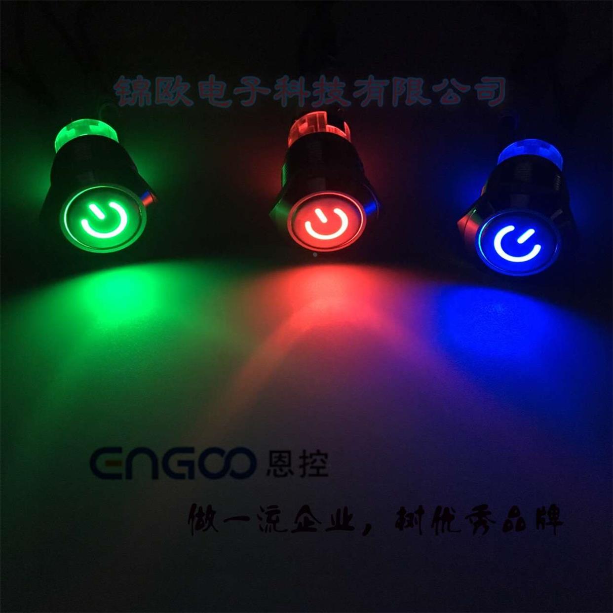 恩控 EK-GQ19-11DP不锈钢 防水 电源标志带灯按钮开关 银合金触点