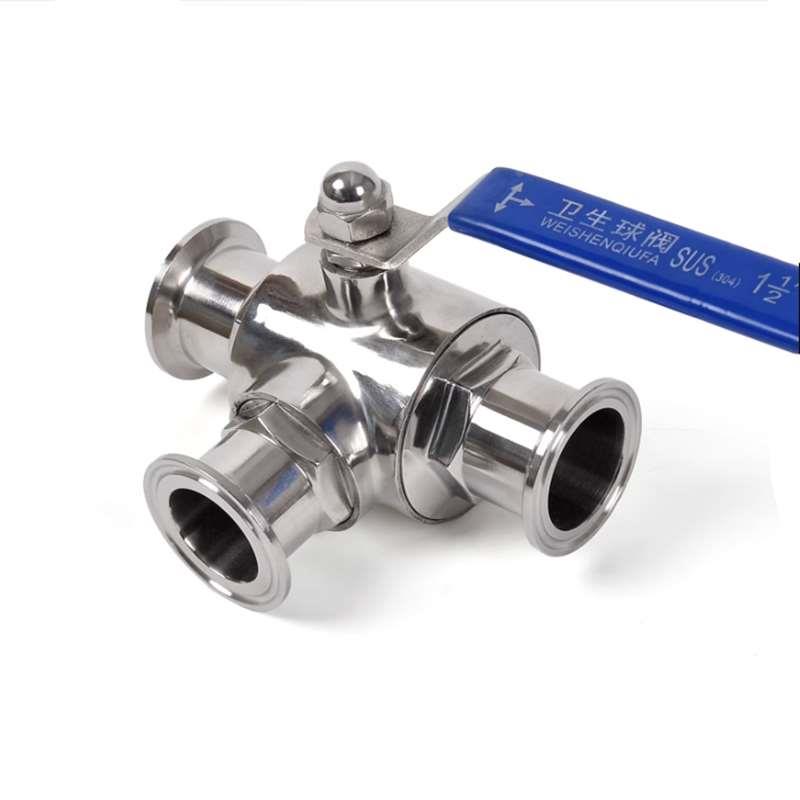 304快装三通球阀不锈钢食品级卫生级卡扣三通球阀手动T型L卡箍式