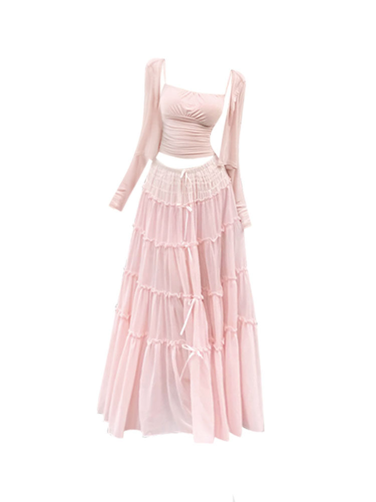 3-Piece Skirt Set with Sun-Protective Cardigan - Taobao product photo 2