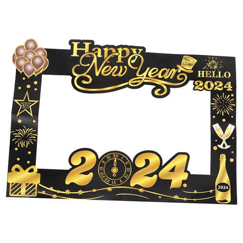 2024 Happy New Year Photo Frames Paper Booth Picture Party P
