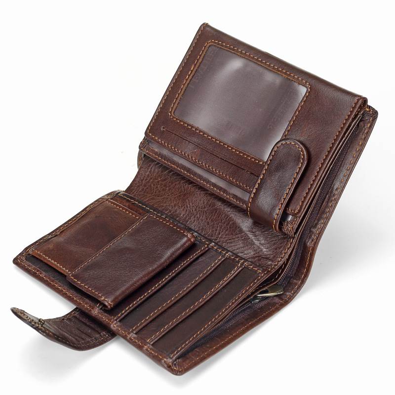 Baellerry Men Wallet Oil Wax Cowhide Genuine Leather