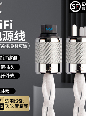 发烧单晶铜镀银电源线功放胆机CD解码HIFI音响美标欧标电源连接线