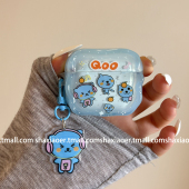 可爱蓝色酷儿带挂件适用airpodspro3保护套新4代airpods3耳机套二代苹果airpodspro2耳机保护套少女卡通网红