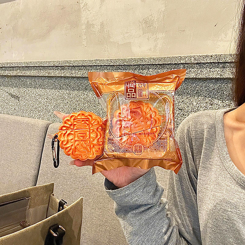 耳机壳立体月饼可爱风软壳