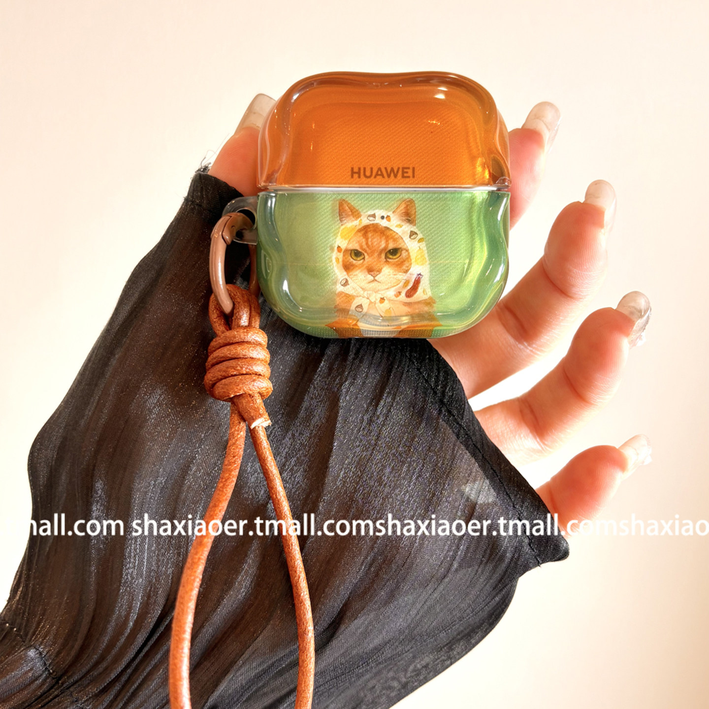 个性拼色小橘猫适用HUAWEIFreeClip夹耳新款5i华为5保护套freeclip2女款buds6/6i蓝牙耳机壳clip2硬壳保护套