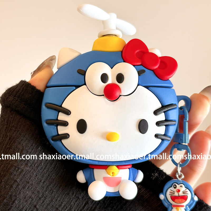 适用苹果耳机壳可爱硅胶多啦A梦