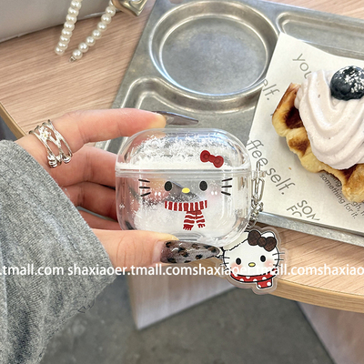 透明可爱流沙kitty猫表情适用airpods4苹果无线蓝牙耳机保护套1/2女pro3新款airpods3软耳机包少女心ins二代