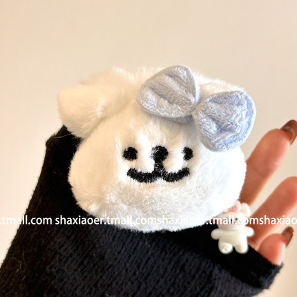 蝴蝶结毛绒绒小狗适用airpodspro3保护套新款airpods4耳机套三代pro2苹果无线蓝牙耳机保护套耳机保护壳女款