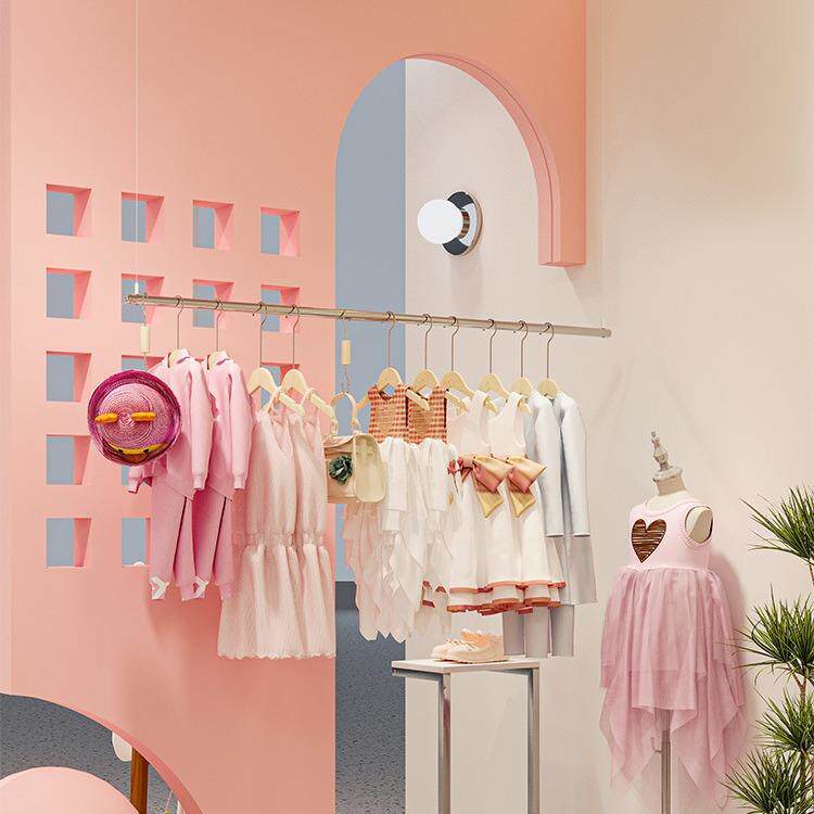 童装店不锈钢展示架上墙组合创意陈列架轻奢货架服装店挂衣架