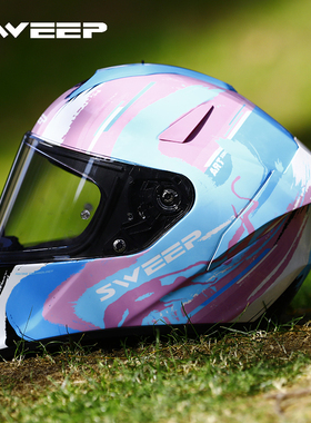 SWEEP头盔摩托车女个性夏骑行男碳纤维机车全盔大尾翼四季通用M8