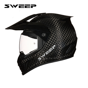SWEEP拉力盔碳纤维越野盔机车头盔男女四季通用全盔摩托车头盔TS1