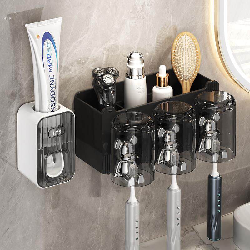 牙刷置物架免打孔刷牙杯漱口杯化妆室壁挂式家庭电动牙缸牙具套装