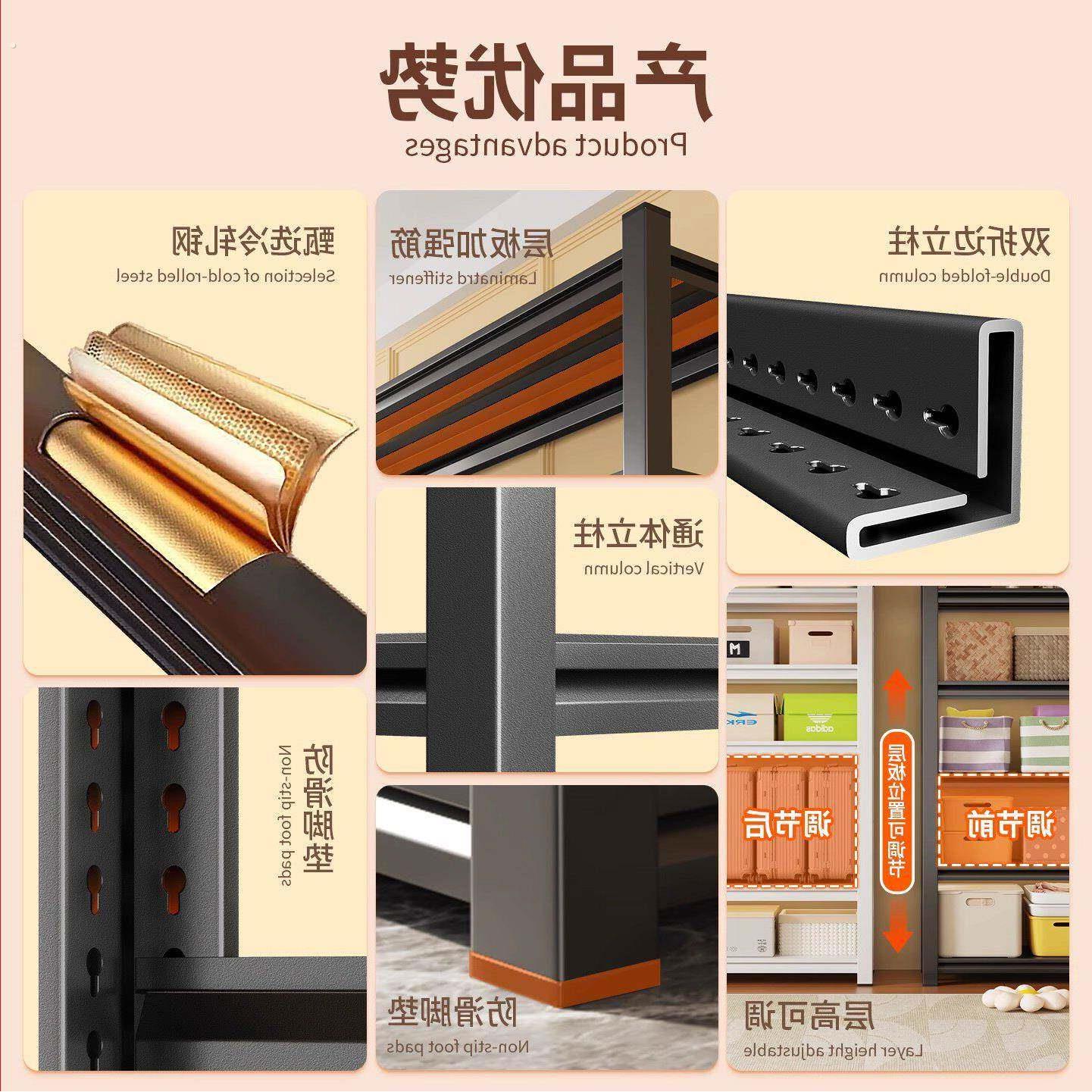 家用货架阳台置物架落地多层客厅收纳架厨房储物架杂物整理铁架子