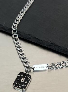 好运铭牌钛钢项炼男女ins冷淡风轻奢小众毛衣炼个性嘻哈卫衣配饰