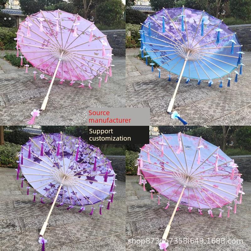 古风汉代流苏伞花瓣伞表演舞蹈丝伞天花板装饰伞工艺伞古典油纸伞