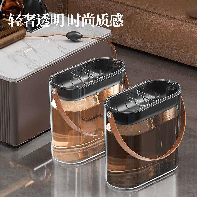 窄款水桶扁形桌下接功夫茶水桶废水桶储水桶茶具配件带过滤网茶渣
