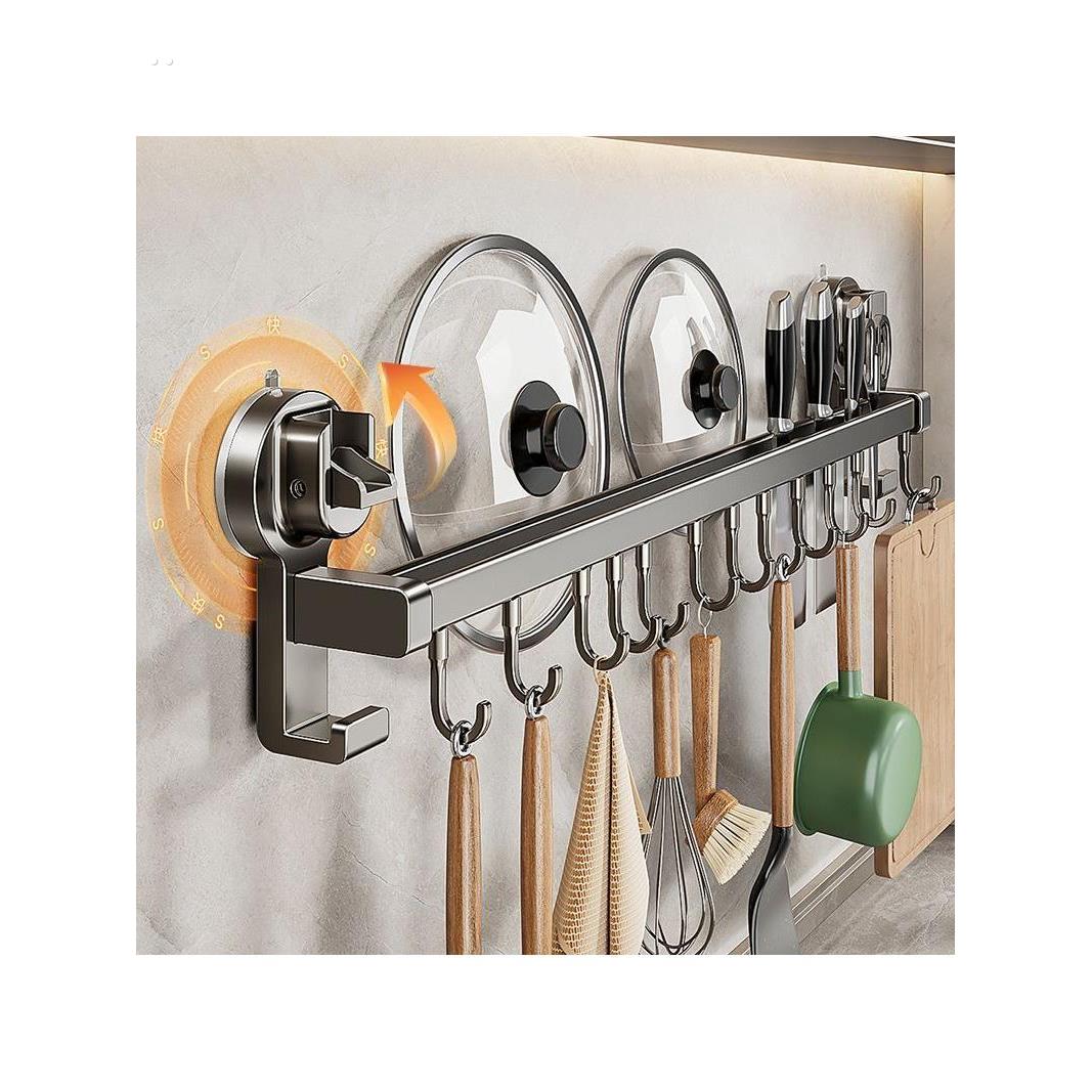 厨房挂钩锅具置物架挂勺子铲子橱柜收纳架子免打孔吸盘壁挂式排钩