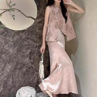 新中式女装国风清冷感坎肩马甲2025年夏季禅意绝美轻奢半身裙套装