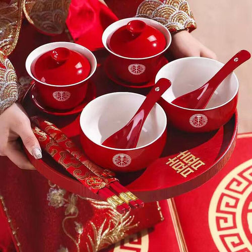 婚庆用品喜庆敬茶杯结婚送礼改口喜杯陪嫁茶具用品对碗