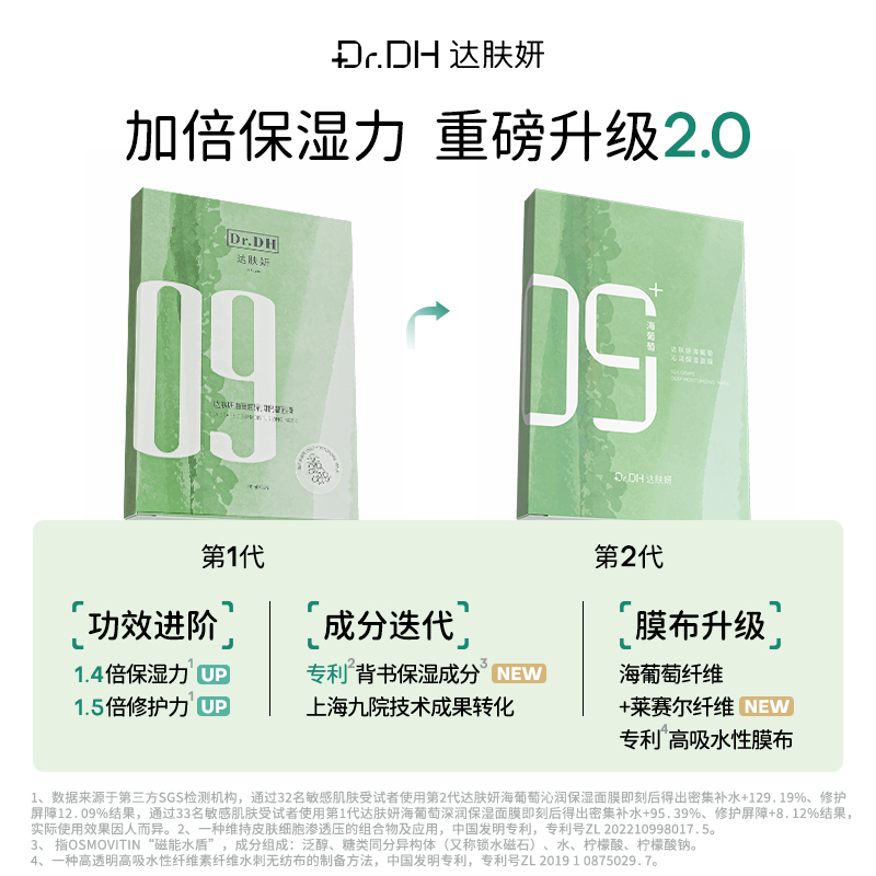 【林依轮直播间】达肤妍海葡萄面膜面部保湿小分子玻尿酸补水