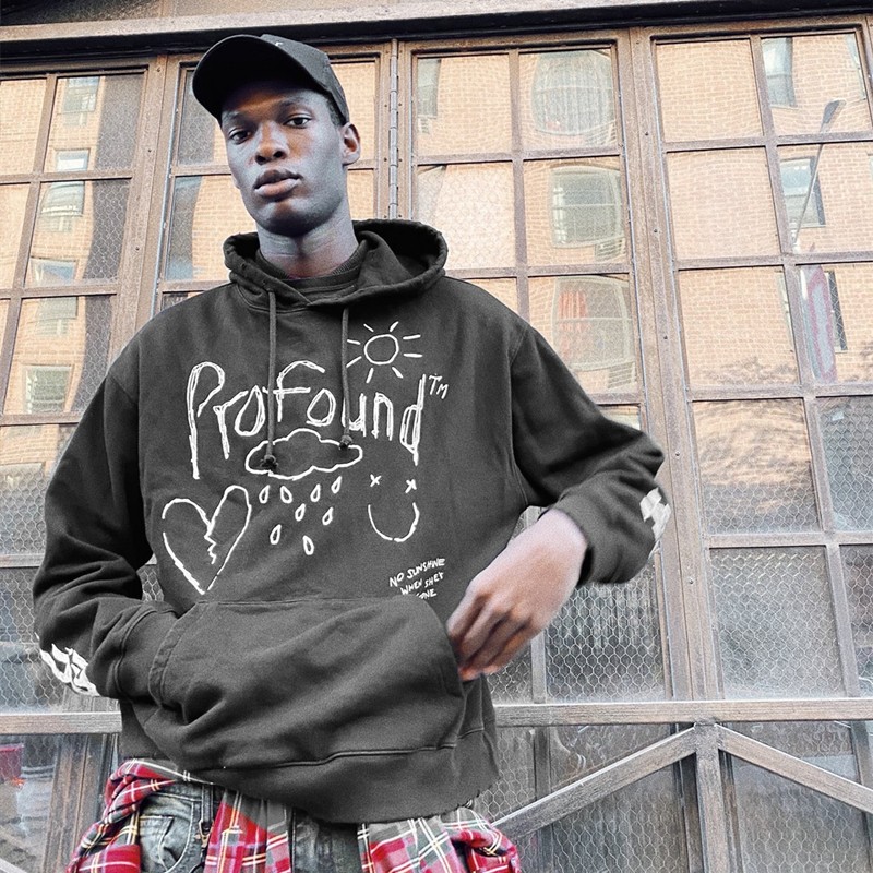 纽约潮牌Profound Foundation支线 天气涂鸦 宽松卫衣 字母哥上身