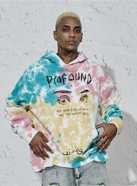 纽约潮牌Profound Foundation系列 心灵之眼 扎染情侣卫衣帽衫