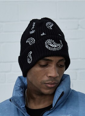 纽约潮牌Profound Foundation支线 满版刺绣腰果花针织毛线帽冷帽