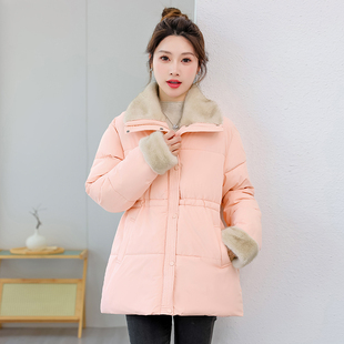 2025新款冬季羽绒棉服女加厚中长款棉衣时尚洋气收腰翻领外套棉袄
