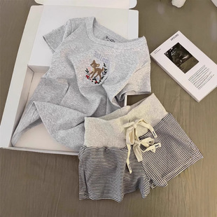 百搭显瘦外穿小个子高腰a字休闲包臀热裤 薄款 女夏季 复古条纹短裤