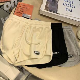 百搭休闲运动阔腿短裤 休闲个性 韩版 女夏宽松显瘦热裤 设计棉短裤