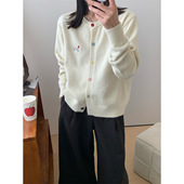 毛衣长袖 季 温柔百搭圆领刺绣彩色纽扣针织开衫 韩版 外套女 新款