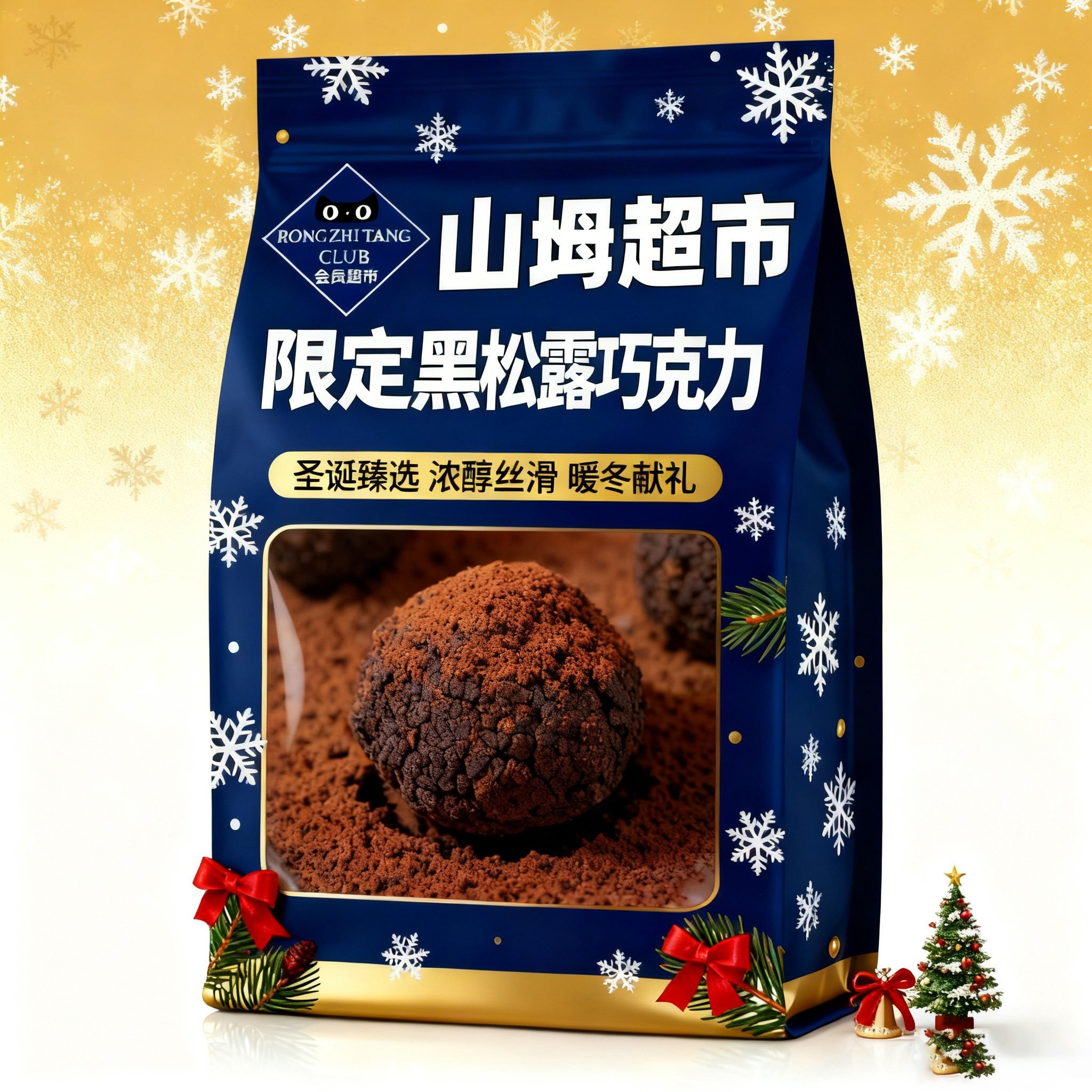 黑松露巧克力圣诞礼盒装纯可可脂小零食冬日伴手礼独立包装旗舰店