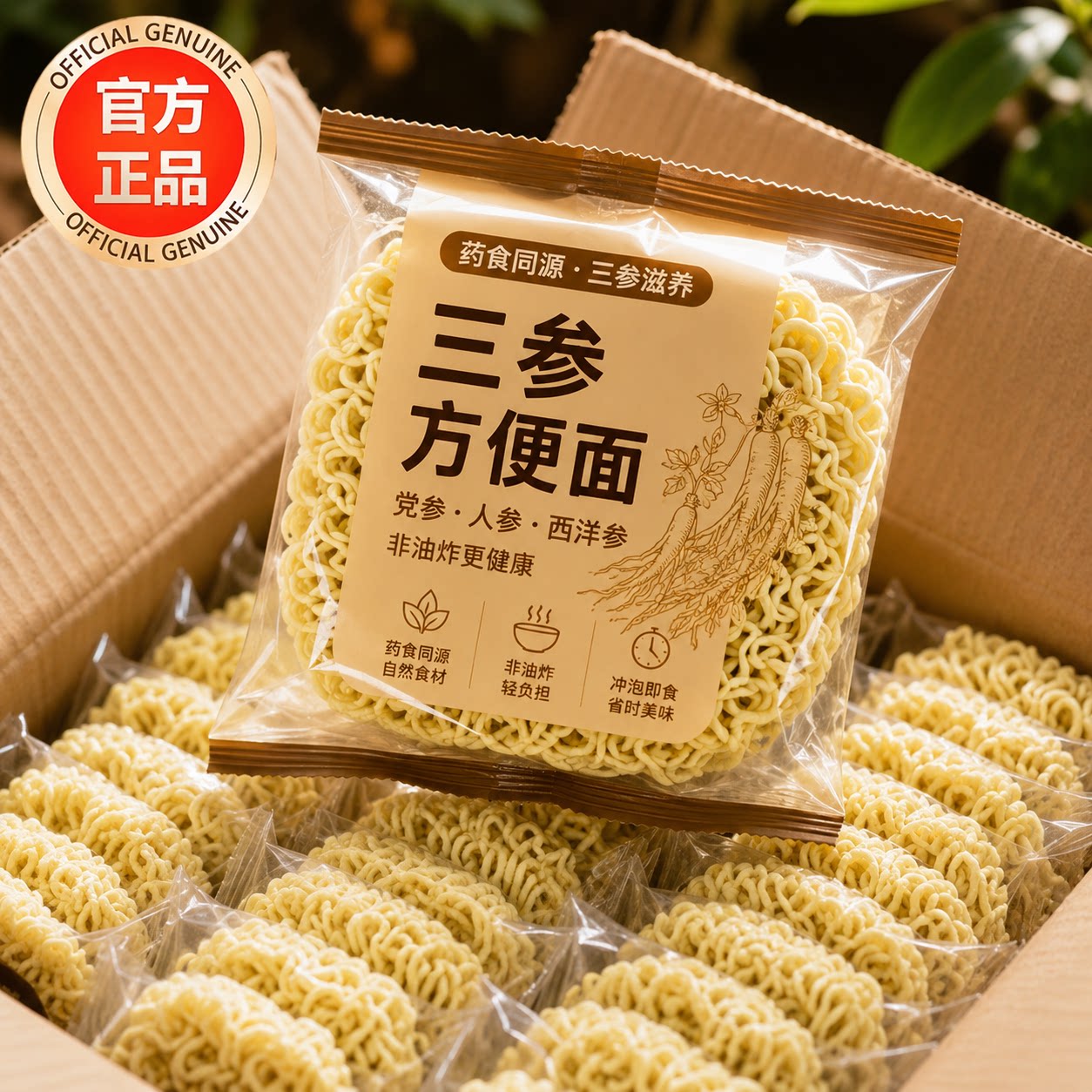 【非油炸】正宗三参方便面官方旗舰店非油炸泡面饼独立包装整箱图片