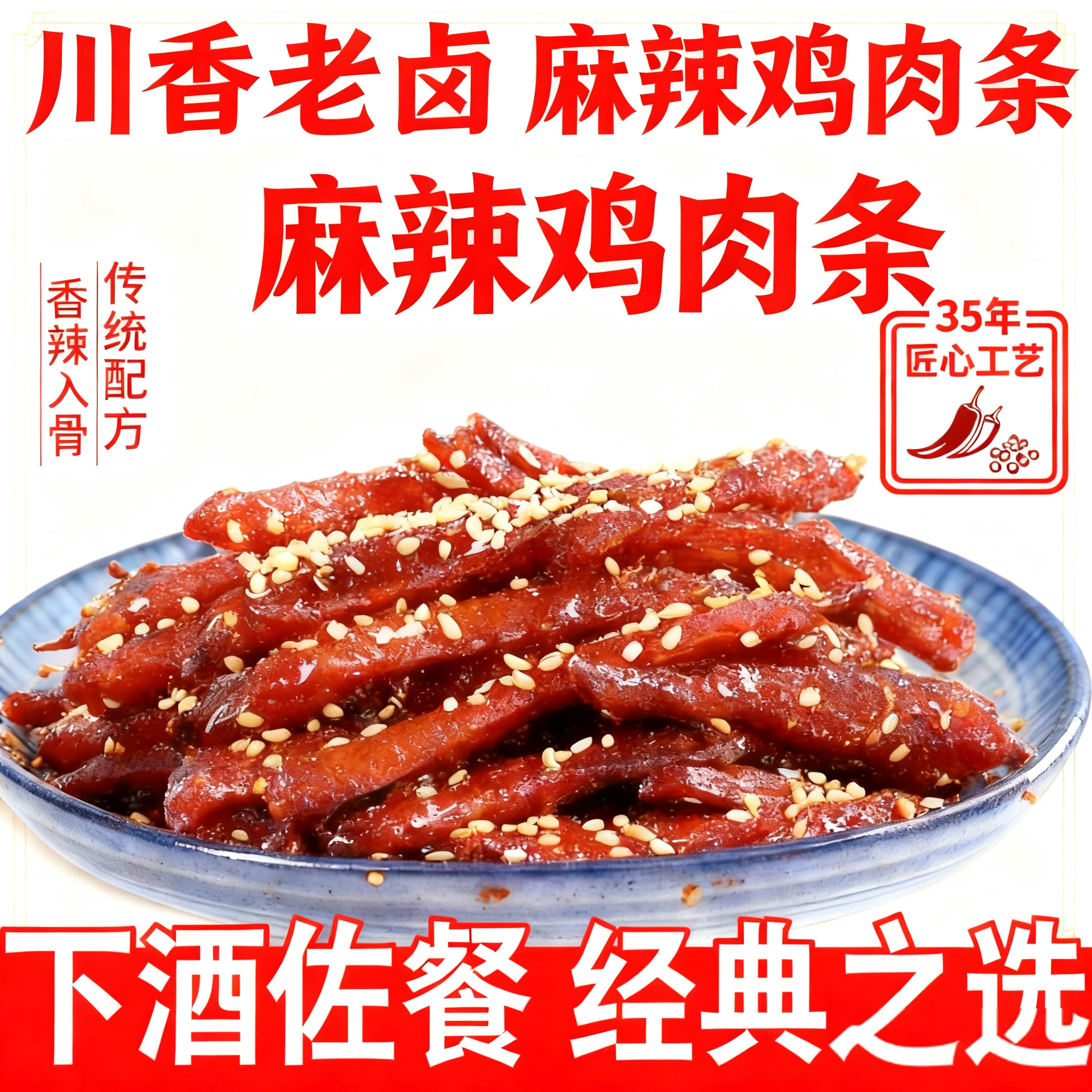 鸡肉条麻辣鸡肉条即食高蛋白手撕鸡胸肉干解馋宵夜抗饿小吃旗舰店