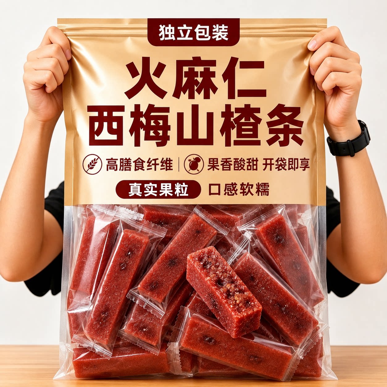 高膳食纤维！山楂火麻仁西梅山楂条酸甜山楂零食西梅桑葚果糕蜜饯图片