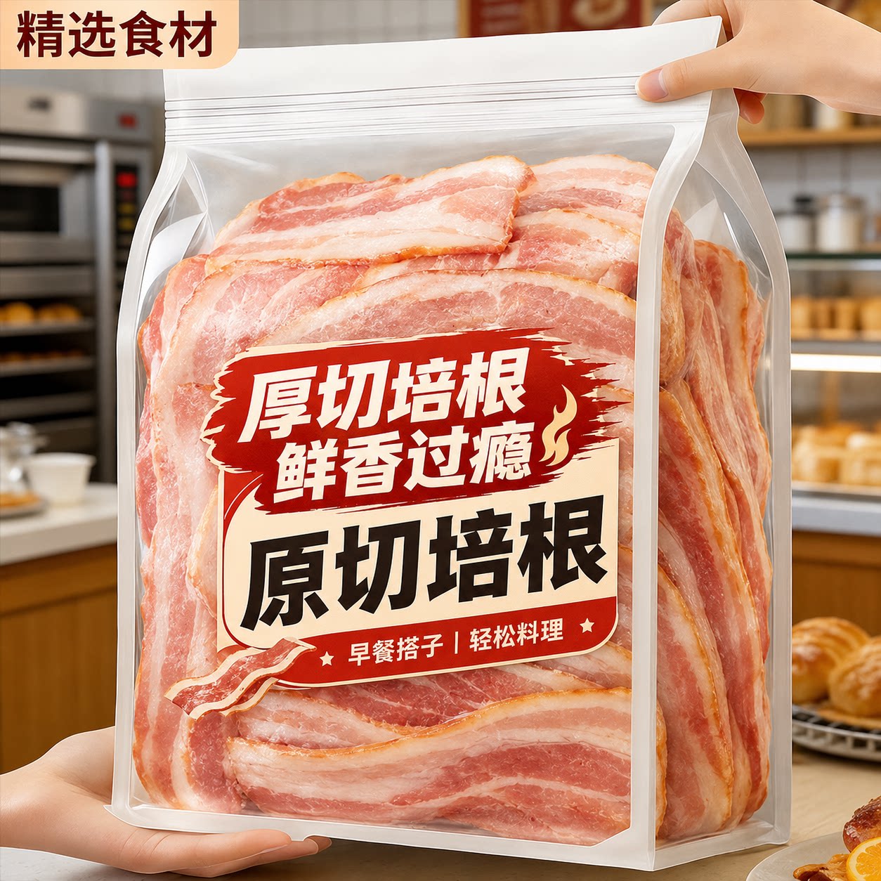正宗特级培根儿童无添加原切肉片三明治手抓饼专注儿童营养早餐