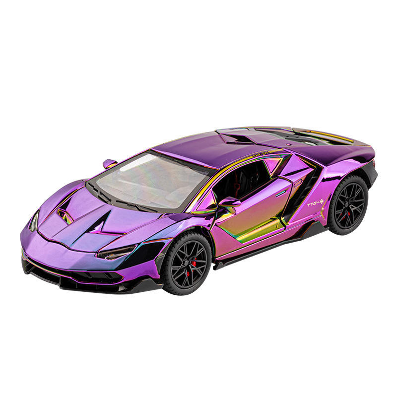 新款 车致1:24盒装770电镀幻彩声光车玩具超跑仿真合金模型摆件