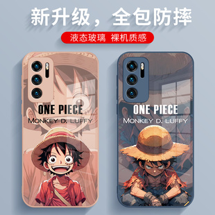 适用华为p40海贼王手机壳p50Pro创意p60art日系mate60动漫男nova11路飞9新款 8se酷炫7Pro液态玻璃mt50Pro个性
