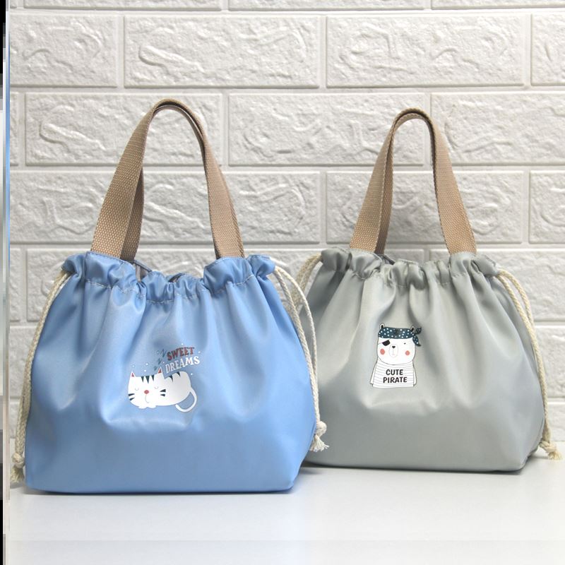 抽绳束口饭盒袋上班族简约手提包日式午餐袋学生带饭便当包收纳袋