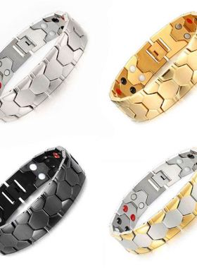 防静电手链男士磁锗石高级感小众高档霸气钛钢时尚个性潮流首饰宽