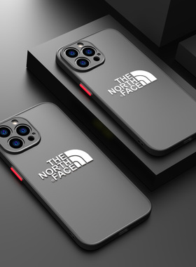 潮牌北面标志适用三星s23ultra手机壳磨砂s22亚克力防摔三星note8/9/10Pro超薄全包镜头苹果14保护套s10男女