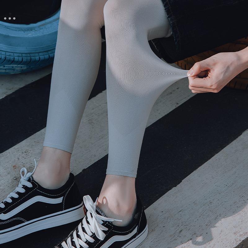 肤色肉色防晒袖套跑步冰丝腿套骑行护腿夏裤腿部脚套腿袜登山护膝