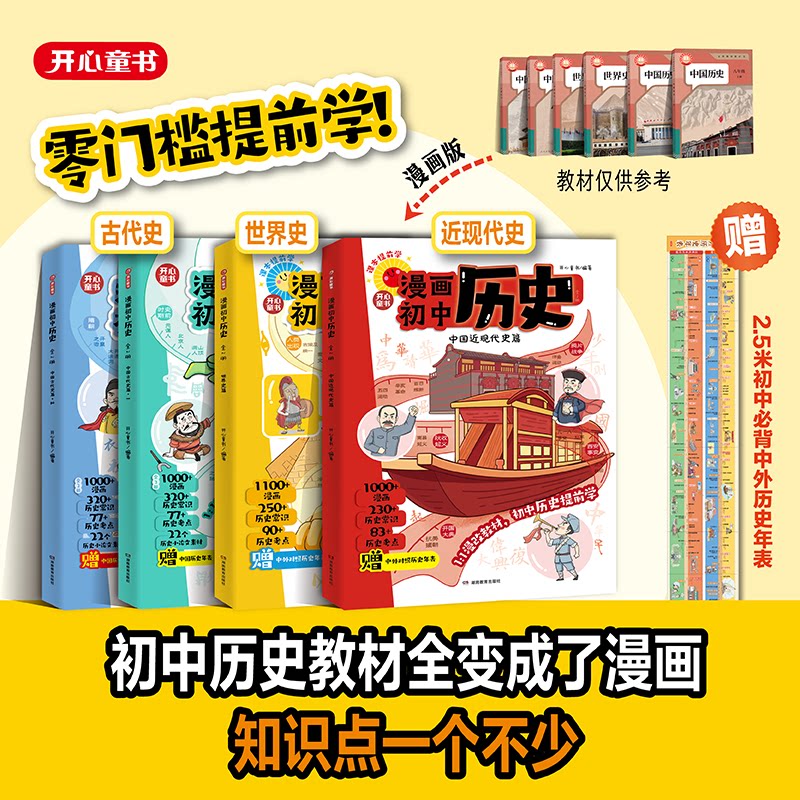 开心2026新版漫画初中历史教材知识点汇总初一二三中国古代史近代史世界历史七八九年级上下册完整版时间轴思维导图必背知识点总结