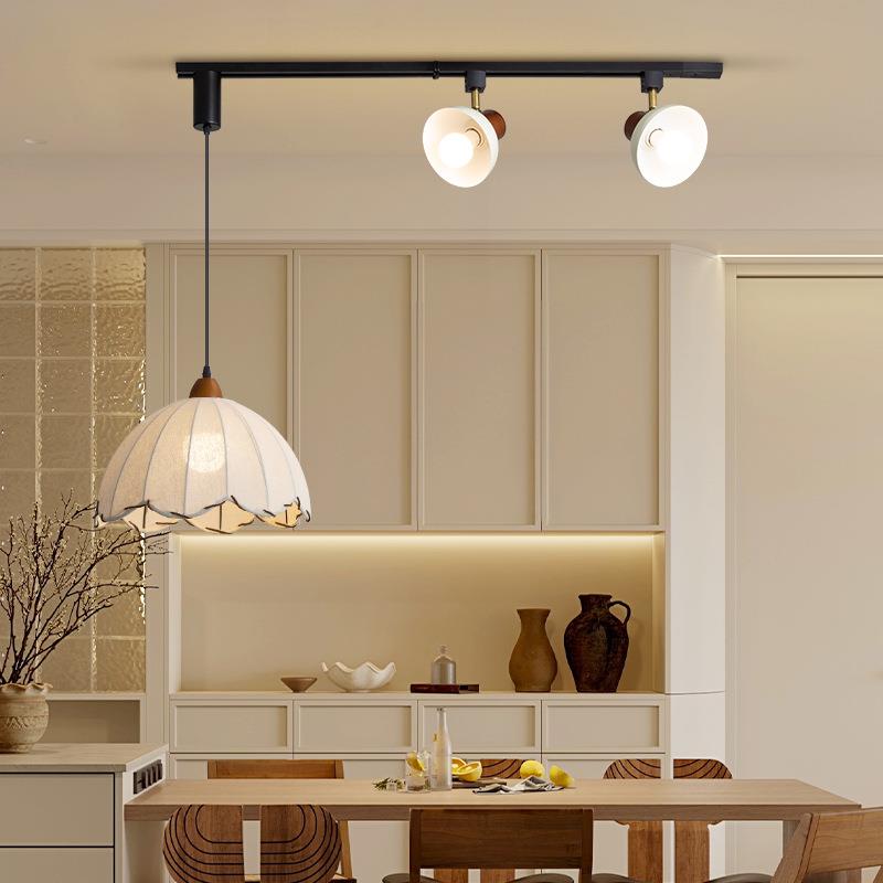 餐厅灯吊灯中古风布艺可调节轨道灯复古雅致温馨氛围感餐桌吧台灯