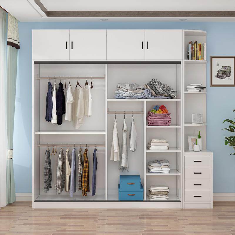 推门衣木质两家用简约组合柜板式北001欧移门大衣柜门三门拉滑门