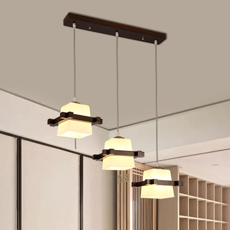 新中式风格餐厅木艺吊灯创意客厅书房胡桃木色吊灯简约日式床头灯